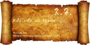 Kőrösi Hunor névjegykártya